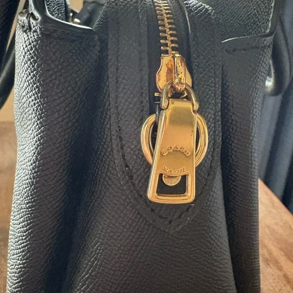 Black Coach Crossbody Purse with Gold Accents - Picture 5 of 13